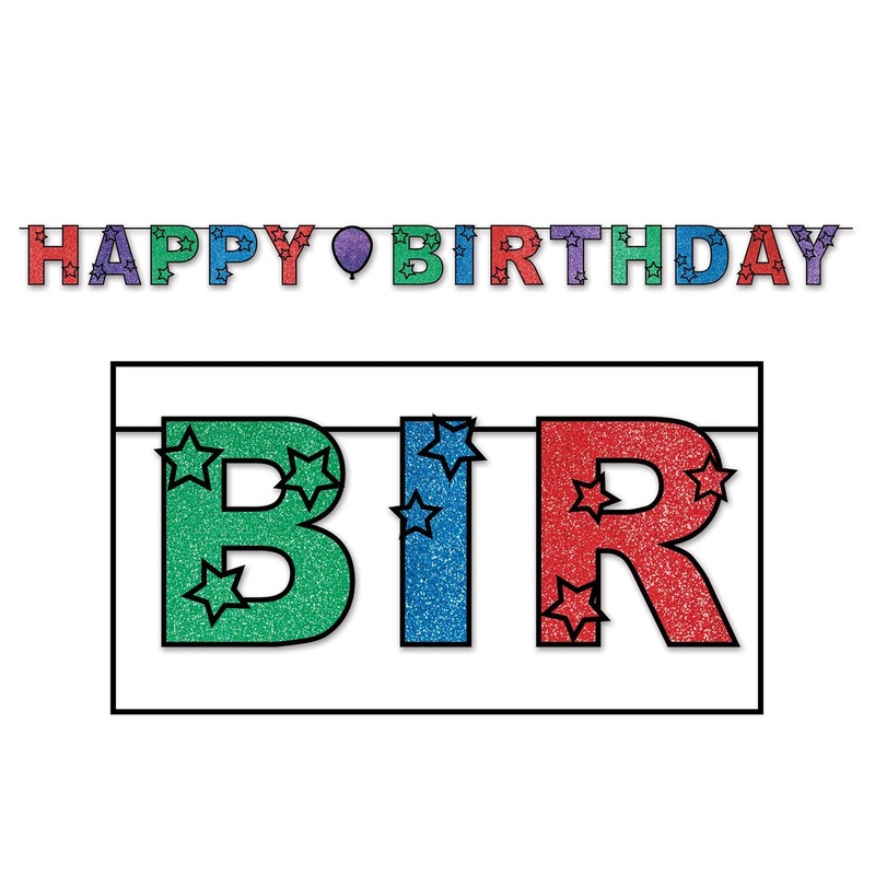 12 Pack Beistle Glittered Happy Birthday Streamer