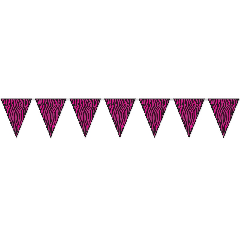 12 Pack Beistle Zebra Print Pennant Banner