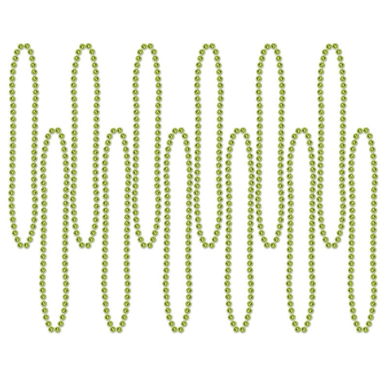 144 Pack Beistle Party Bead Necklaces - Small Round Light green