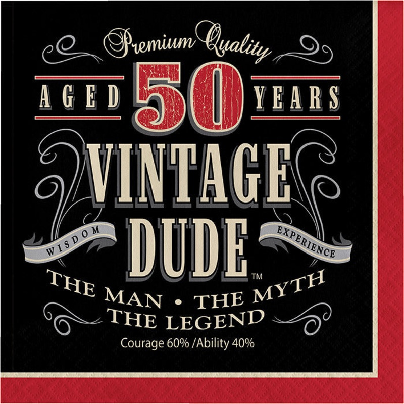 192 pc Bulk Vintage Dude Luncheon Napkin "50"