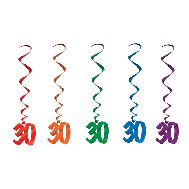 30 Piece Beistle 30th Birthday Party Whirls - Asst colors