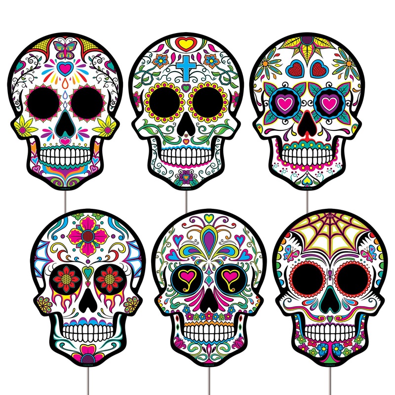 36 Pack Beistle Plastic Day Of The Dead Sugar Skull Yard Signs