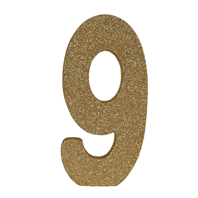 6 Pack Beistle 3-D Glittered 9 Centerpiece gold