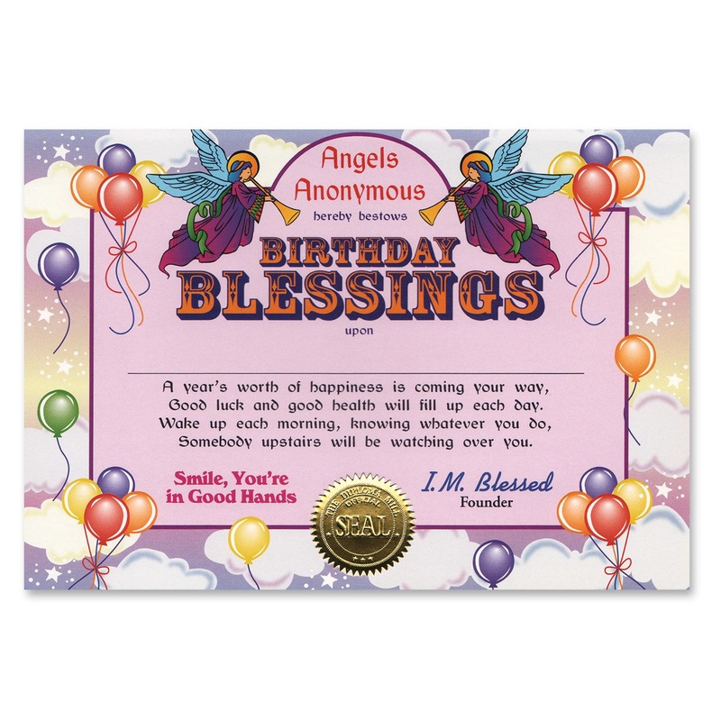 6 Pack Beistle Birthday Blessings Certificate