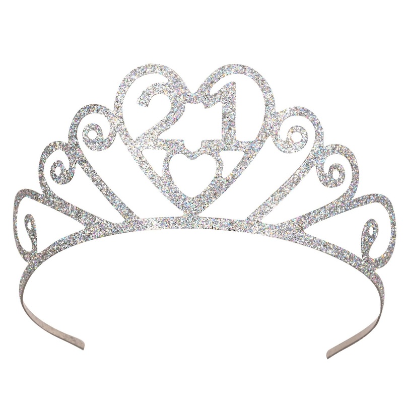 6 Pack Beistle Glittered Metal 21st Birthday Party Tiara