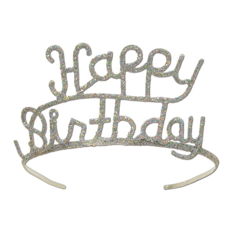 6 Pack Beistle Glittered Metal Happy Birthday Party Tiara