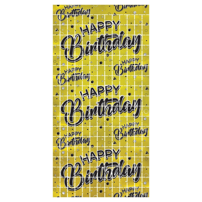 6 Pack Beistle Happy Birthday Party Metallic Square Curtain
