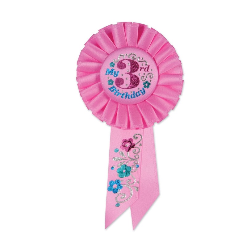 6 Pack Beistle My 3rd Birthday Rosette - pink