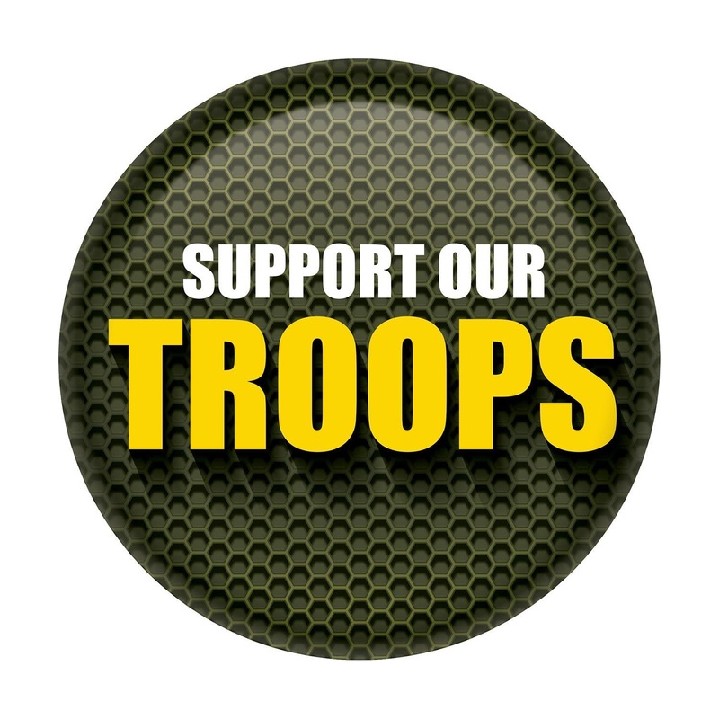 6 Pack Beistle Support Our Troops Button - Green