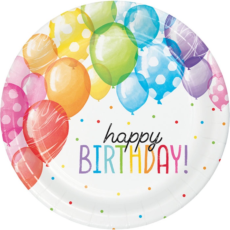 96 pc Bulk Balloon Bash Dinner Plates