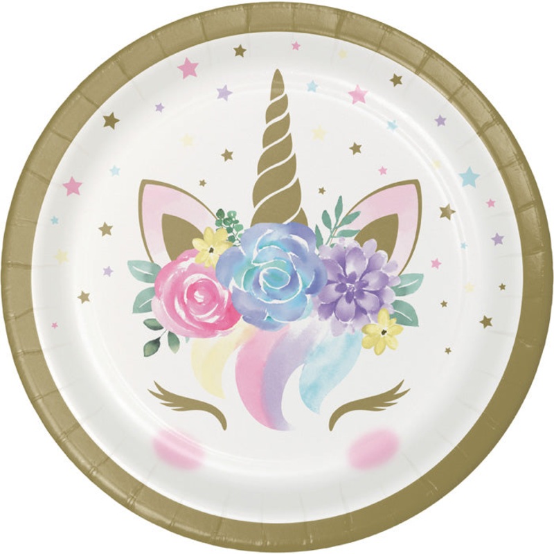 96 pc Bulk Unicorn Baby Shower Dessert Plates