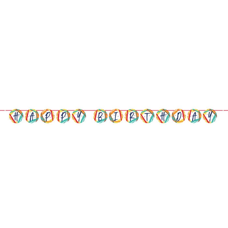 Birthday Stripes Banner w/ Ribbon & Tassels