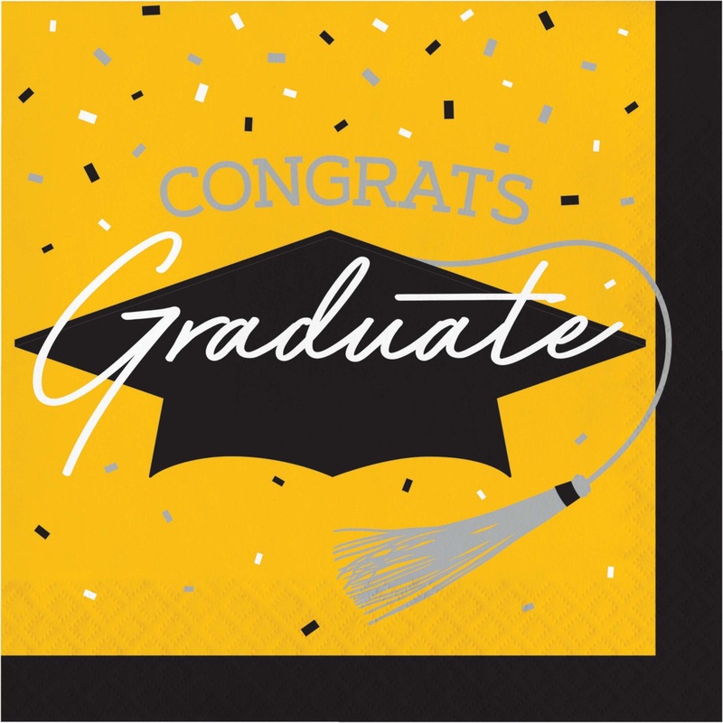School Bus Yellow Graduation Luncheon Napkins (36/Pkg)