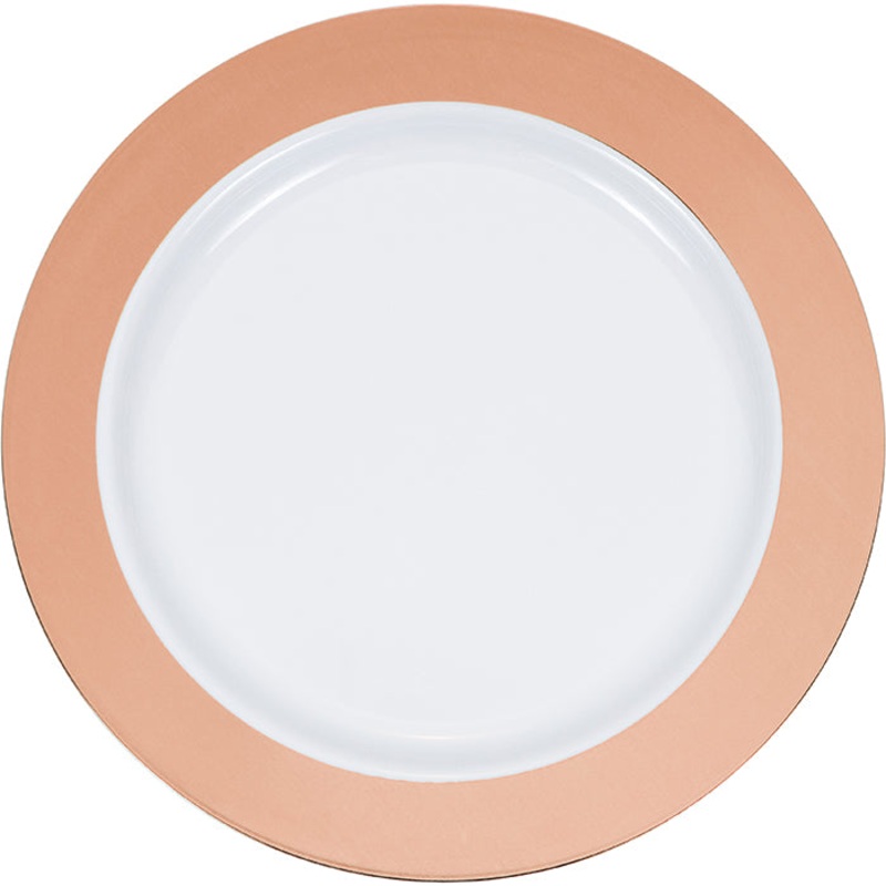 120 pc Bulk Rose Gold Rim Plastic Dessert Plates