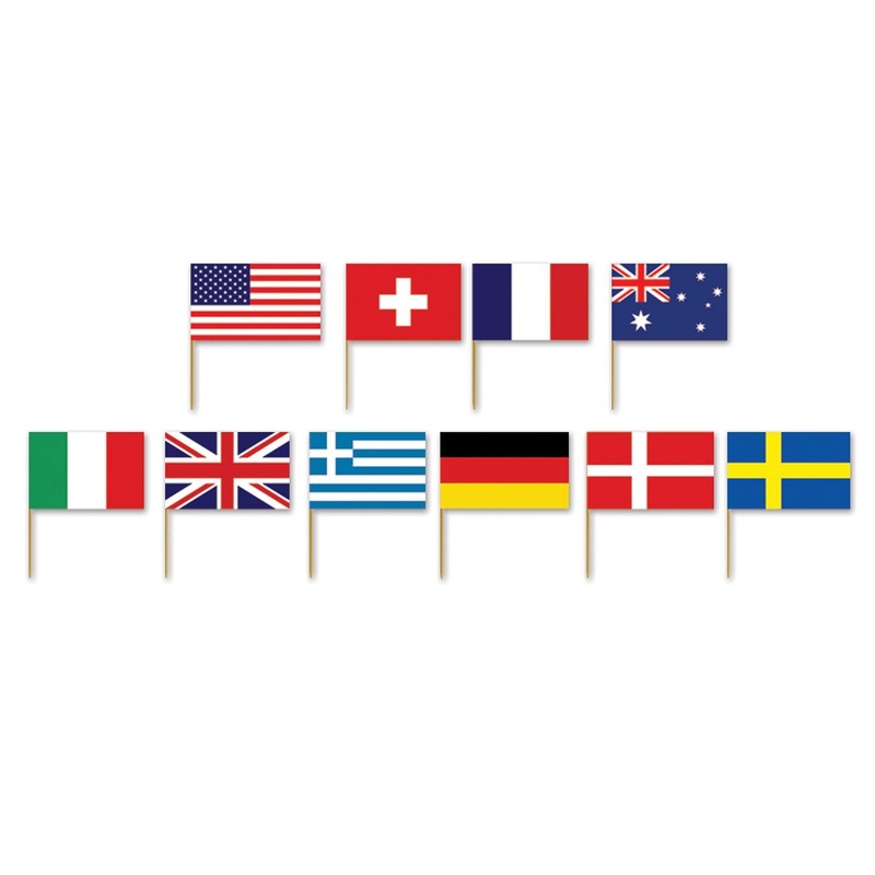 600 Pack Beistle International Flag Party Picks