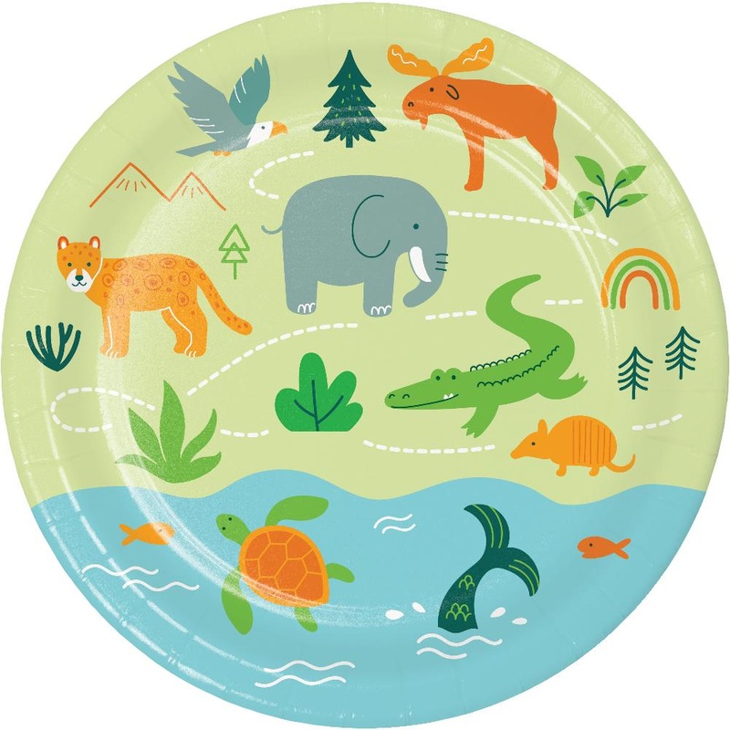 96 pc Bulk One-derful World Wildlife Animal Dessert Plates