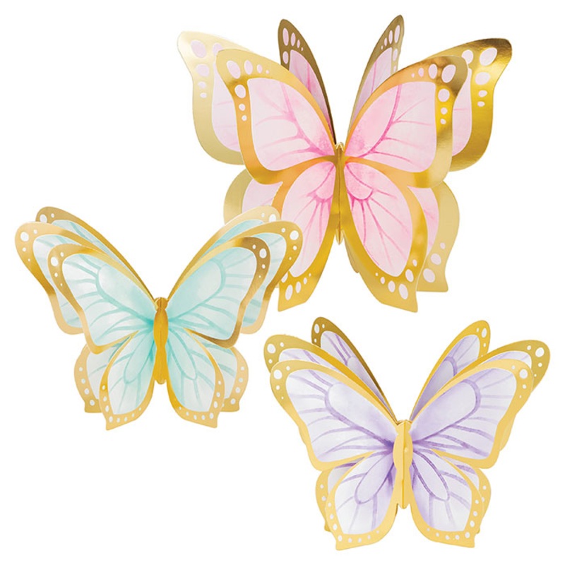 Butterfly Shimmer 3D Foil Centerpiece (3/Pkg)