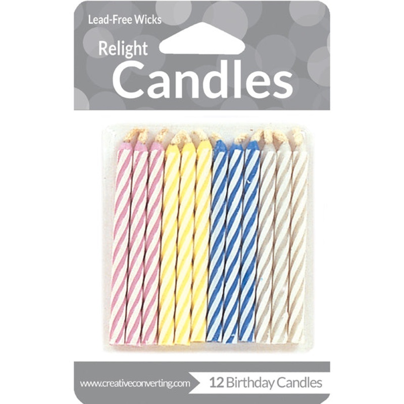 144 pc Bulk Striped Magic Relight Candles