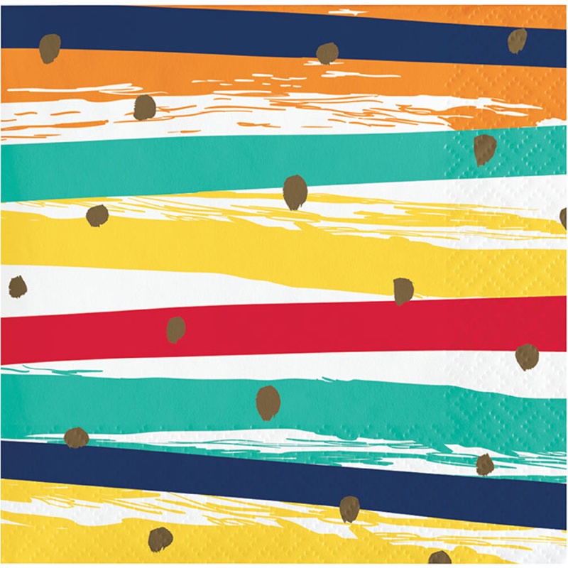 192 pc Bulk Birthday Stripes Beverage Napkins