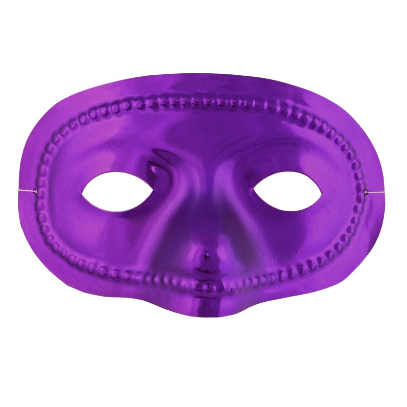 24 Pack Beistle Mardi Gras Metallic Half Mask - purple