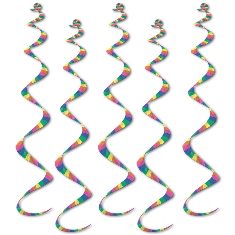 30 Piece Beistle Printed Stripes Twirly Whirlys