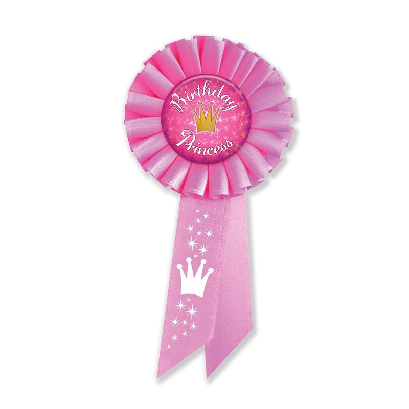 6 Pack Beistle Birthday Princess Rosette- Dark Pink With Crown