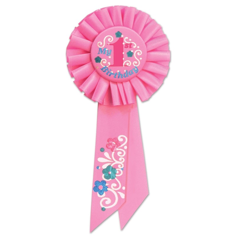 6 Pack Beistle My 1st Birthday Rosette - pink
