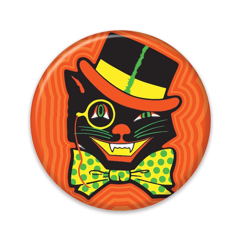 6 Pack Beistle Vintage Halloween Cat Button