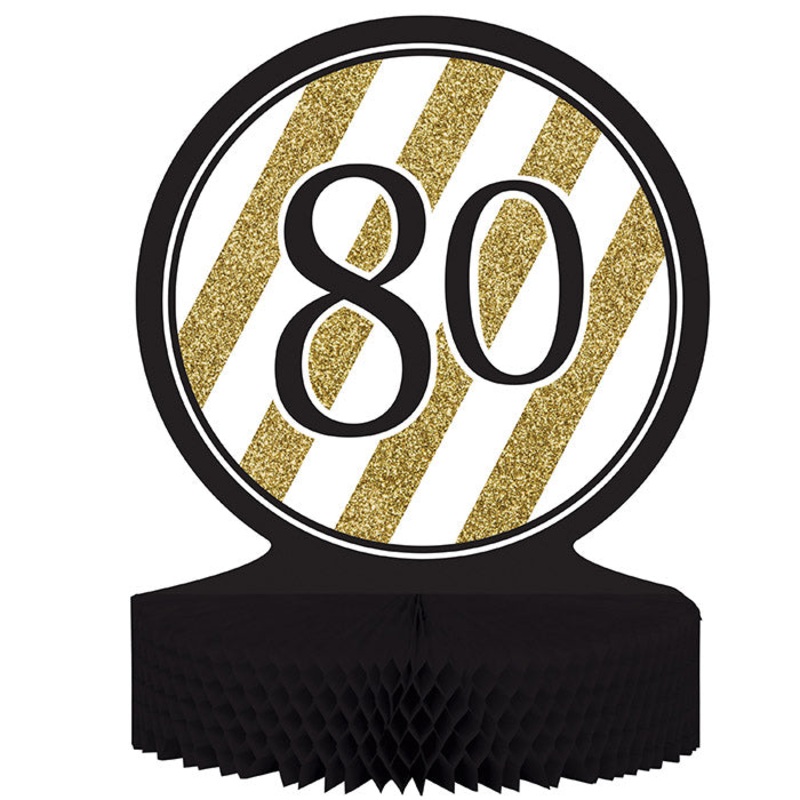 Black & Gold 80th Birthday Centerpiece