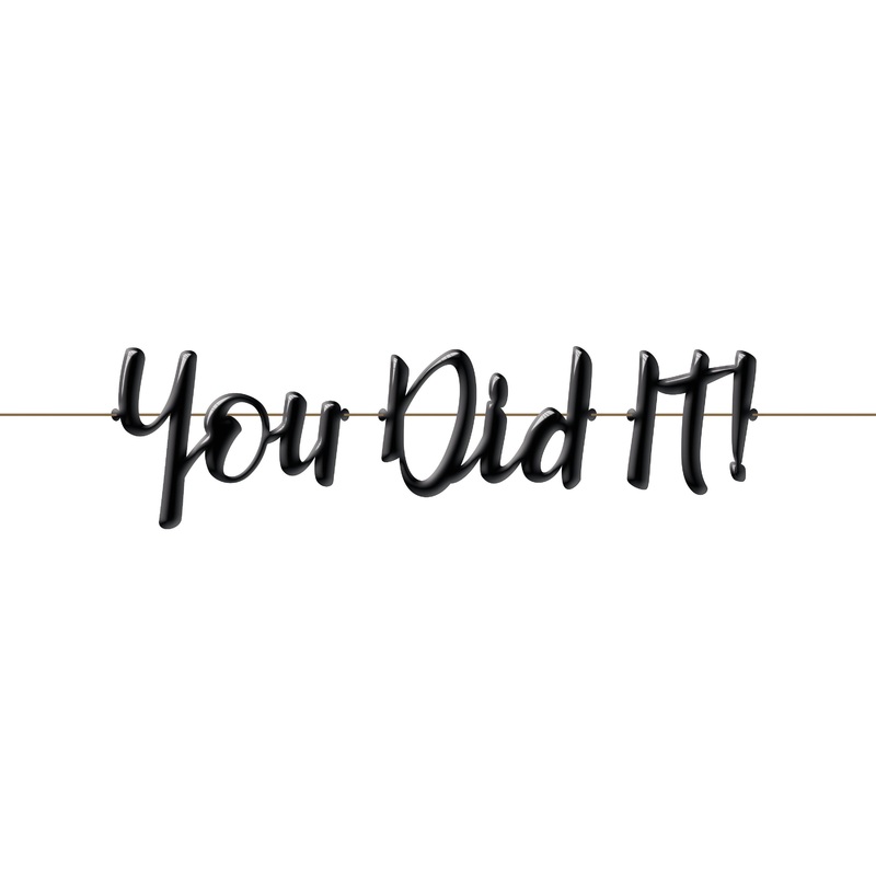 Black Graduation "You Did It!" Balloon Banner