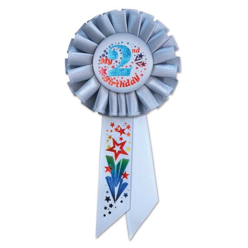 6 Pack Beistle My 2nd Birthday Rosette - blue