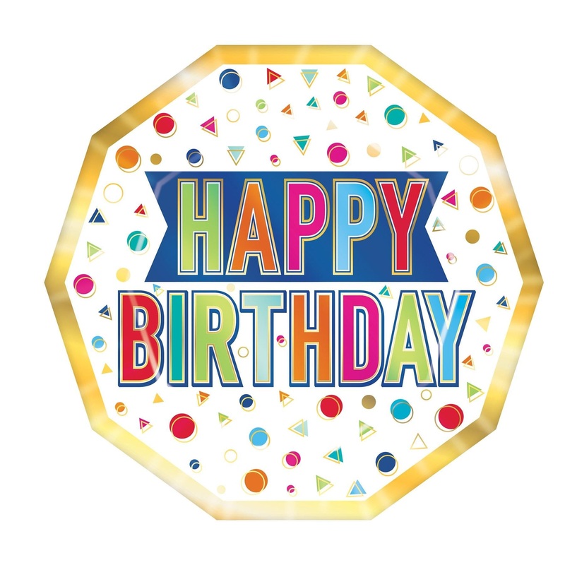 96 Pack Beistle Happy Birthday Party Decagon Paper Plates 9 inch