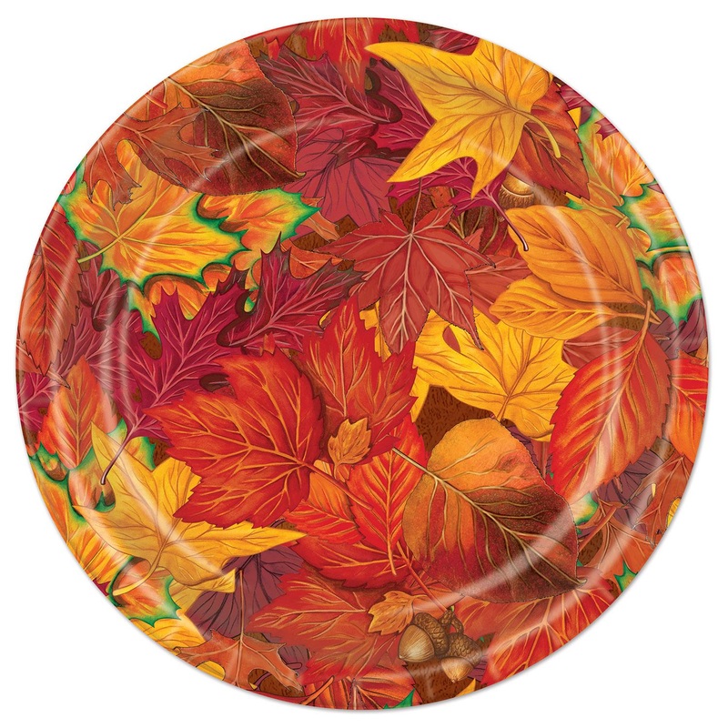 96 Pack Beistle Thanksgiving Fall Leaf Paper Plates 9 inch