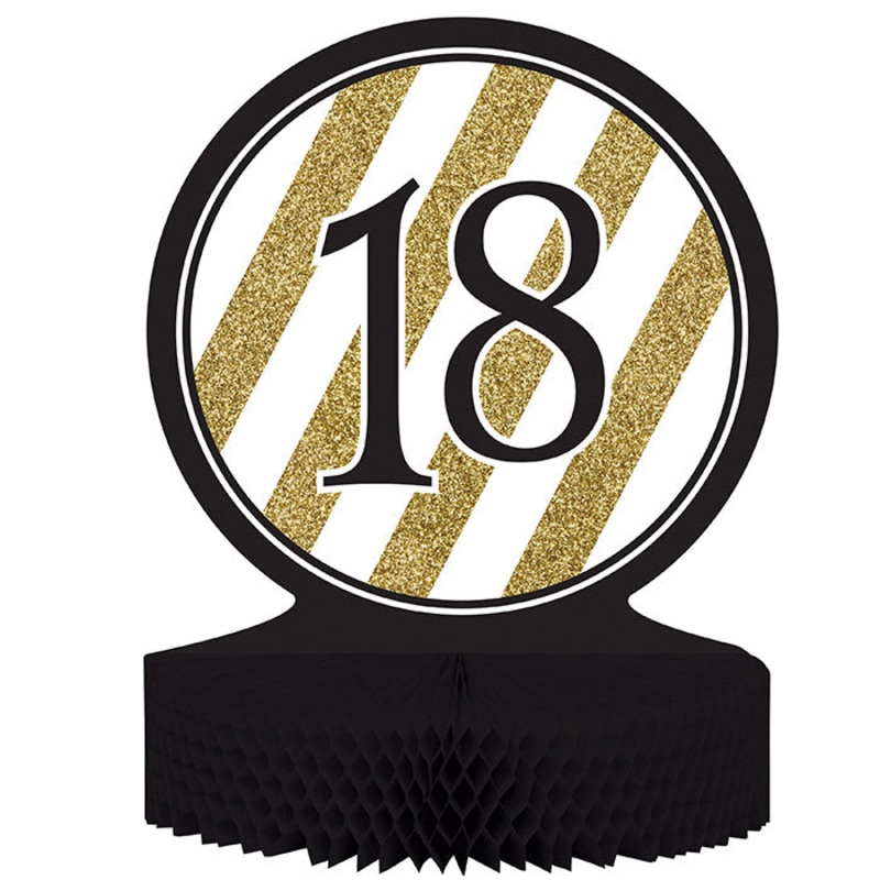 Black & Gold 18th Birthday Centerpiece