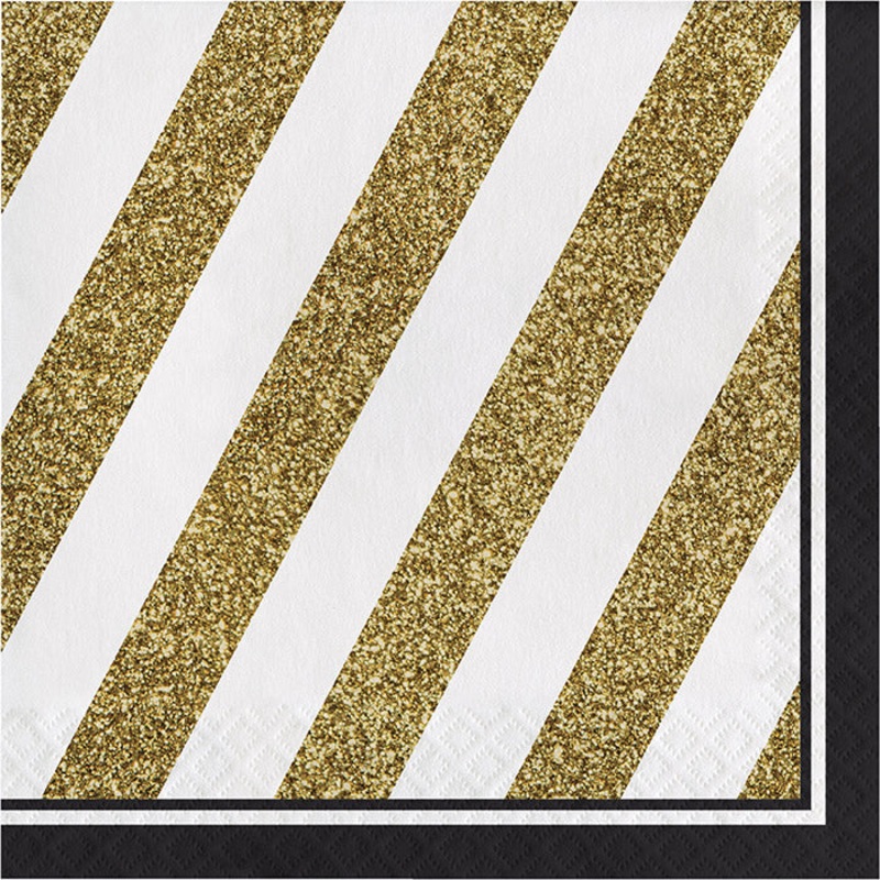 Black & Gold Napkins (16/Pkg)