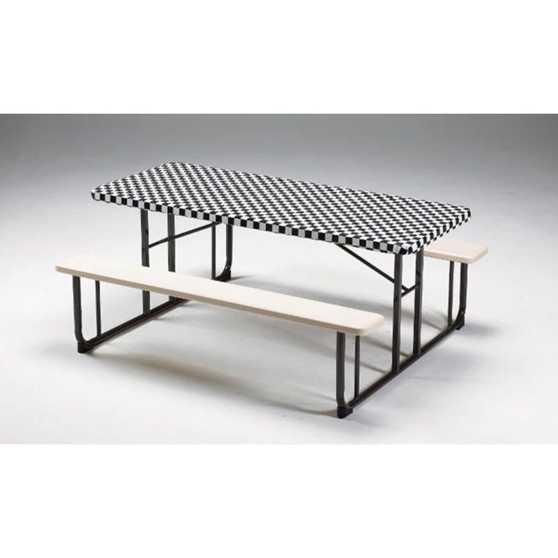Stay Put Plastic Tablecover Black Check 29" X 72"