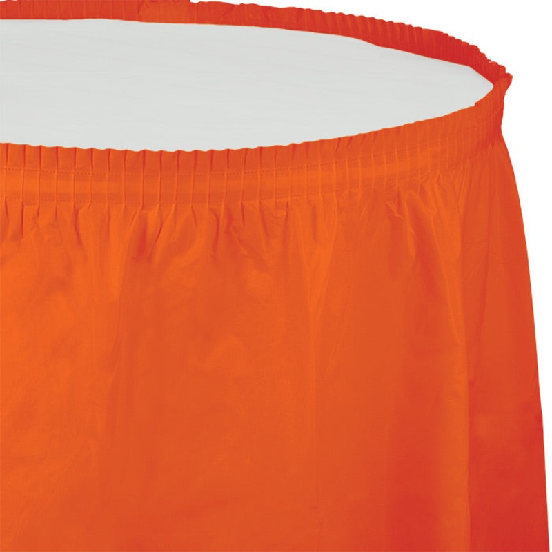 Sunkissed Orange Plastic Tableskirt 14 ft x 29"