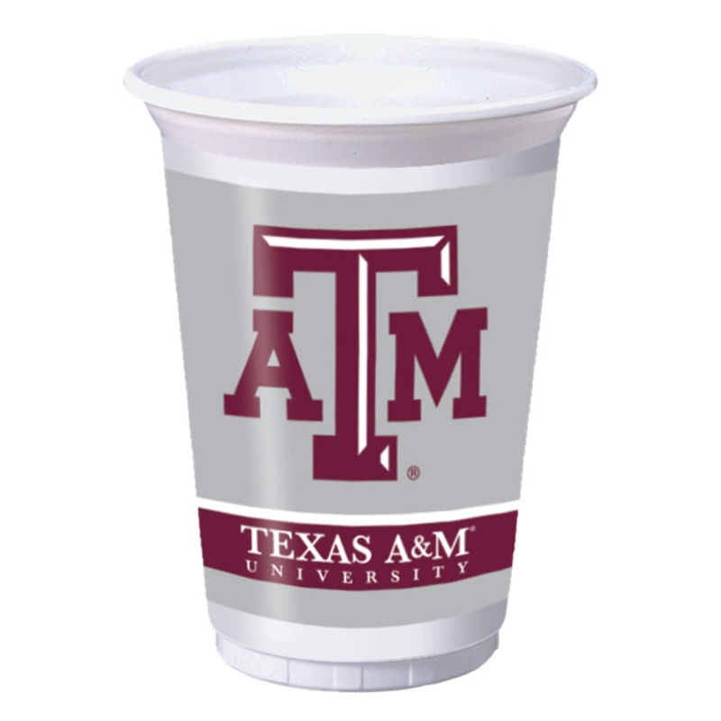 Texas A & M Aggies 20 Oz Plastic Cups (8/Pkg)