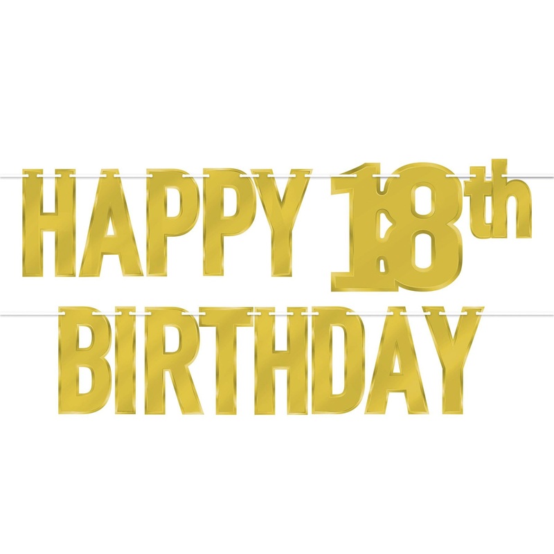 12 Pack Beistle Foil Happy 18th Birthday Streamer gold