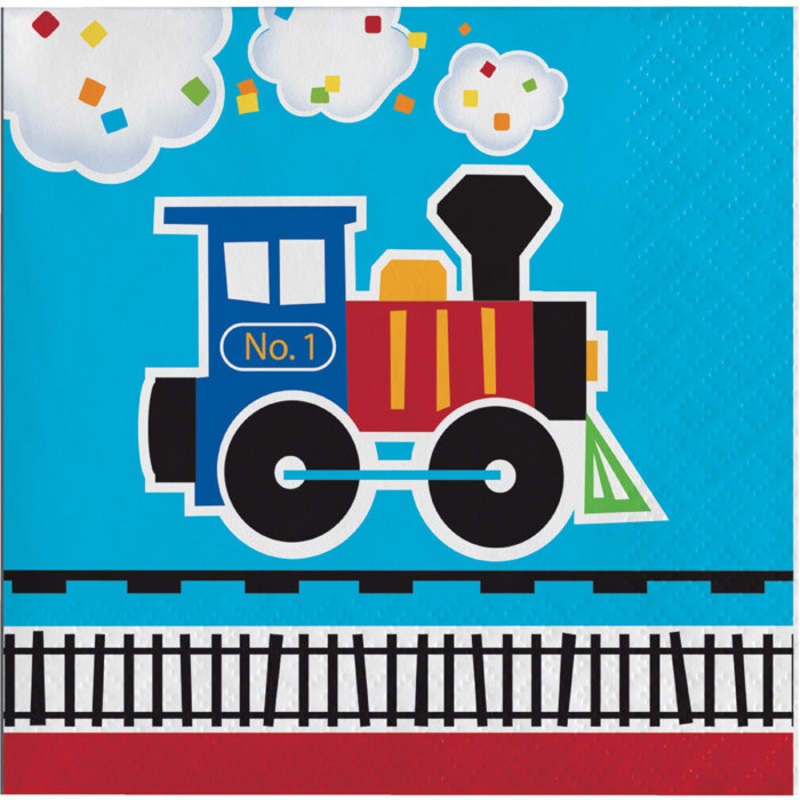 192 pc Bulk All Aboard Train Beverage Napkins