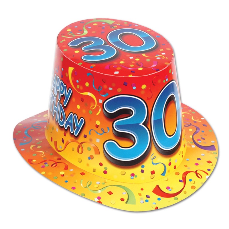 Beistle Happy 30th Birthday Party Hi-Hat- Red and Orange