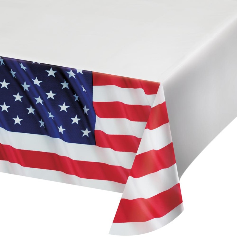 Stars & Stripes Paper Tablecover Border Print, 54"x102"