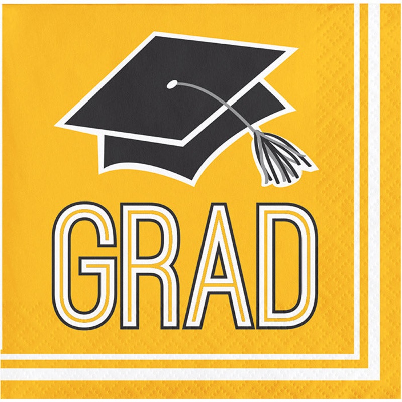 Yellow Graduation Beverage Napkins (36/Pkg)