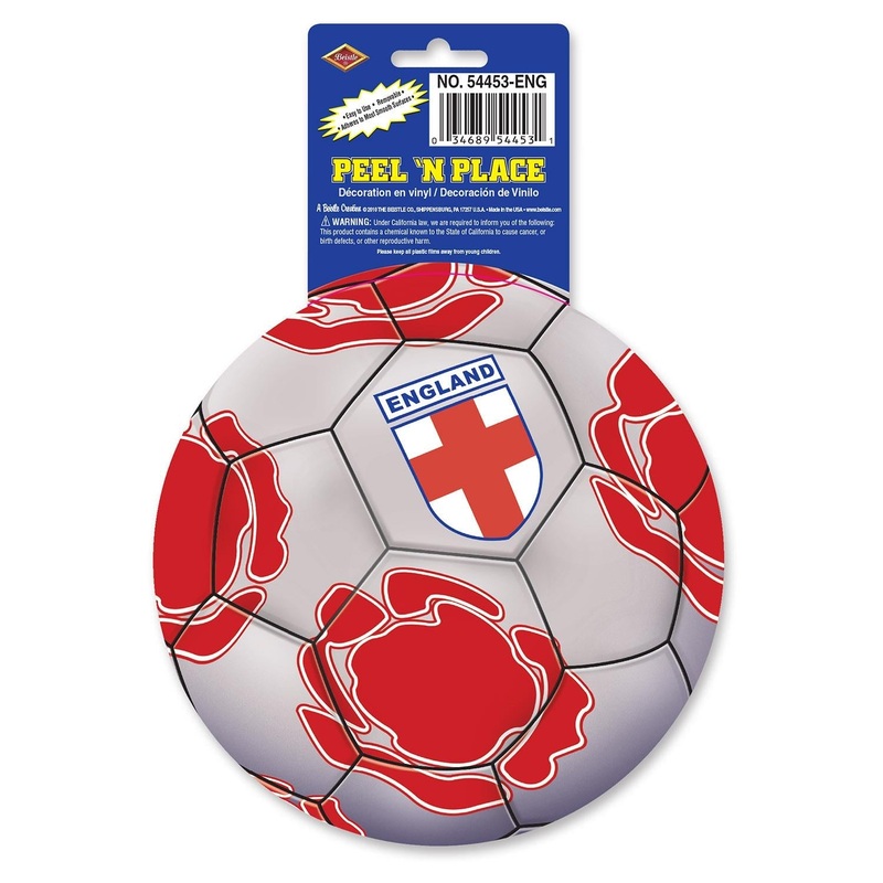 12 Piece Beistle Soccer Party Peel 'N Place Clings - England