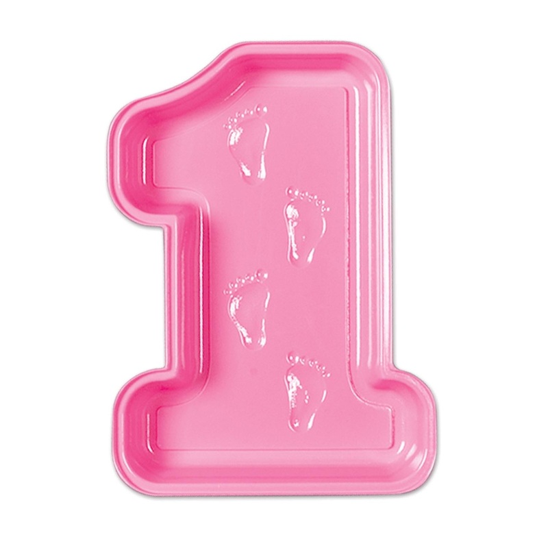24 Pack Beistle Plastic Baby's 1st Birthday Tray- Pink