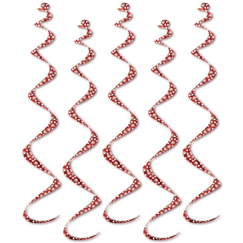 30 Piece Beistle Valentine's Day Printed Heart Twirly Whirlys