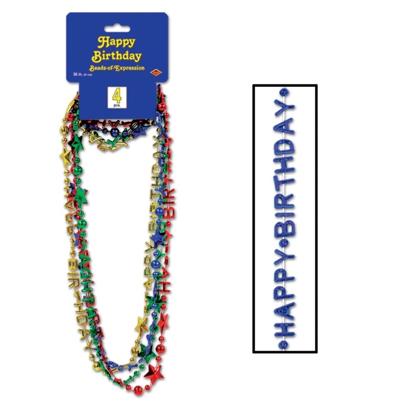 48 Pack Beistle Happy Birthday Bead Necklaces