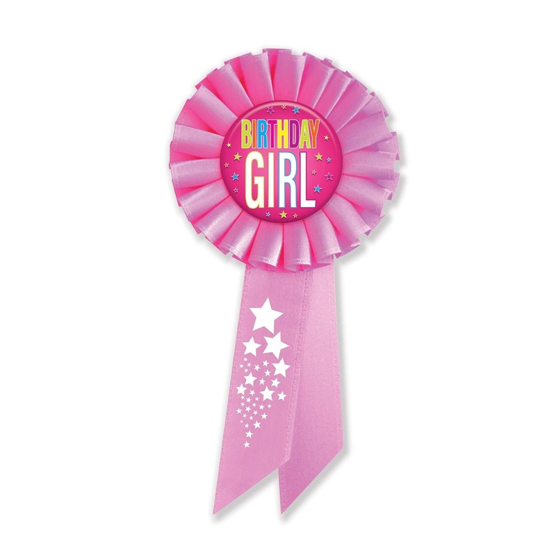 6 Pack Beistle Birthday Girl Rosette- Light Pink