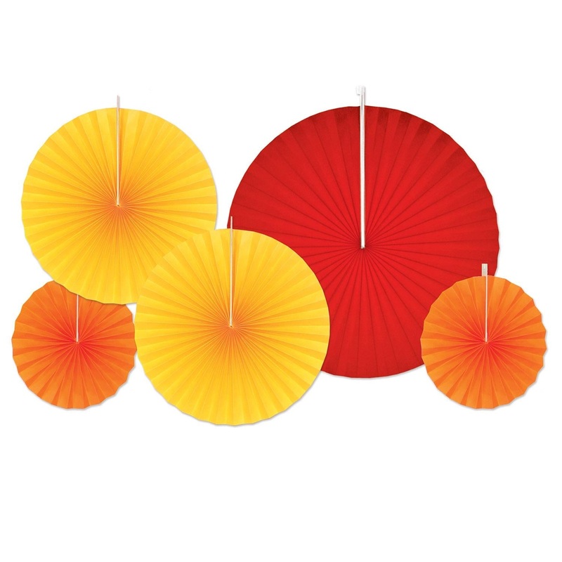 60 Piece Beistle Thanksgiving Accordion Paper Fans - Asst golden-yellow - orange - red