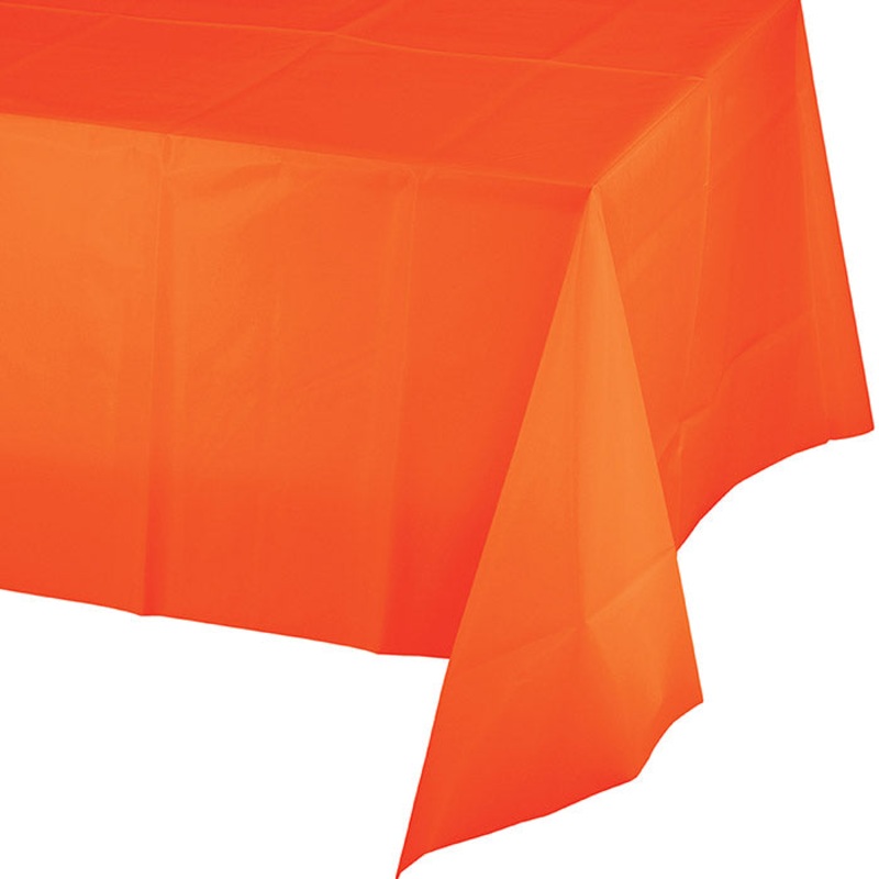 Bulk Pack of 3 Sunkissed Orange Plastic Tablecovers 54" X 108"